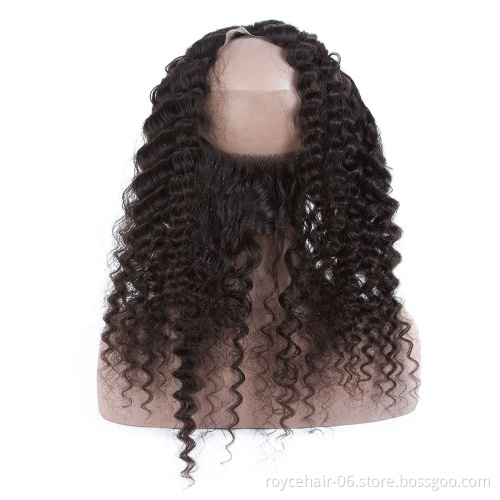10a Cuticle Aligned Hair 360 Lace Frontal Kinky Straight , 20 Inch Brazilian Body Weave Human Hair 360 Frontal